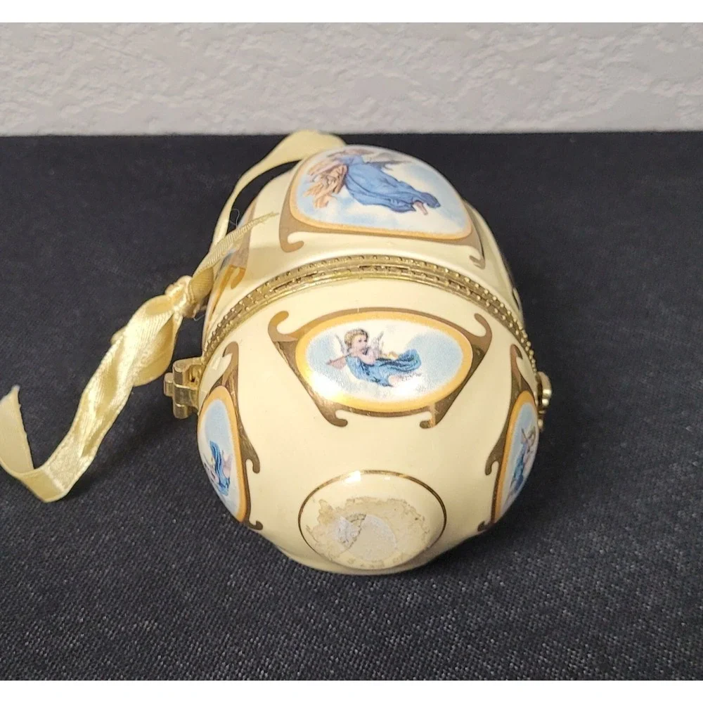Mr. Christmas Musical Egg Shaped Angel Yellow Ornament/Trinket Box (no music box